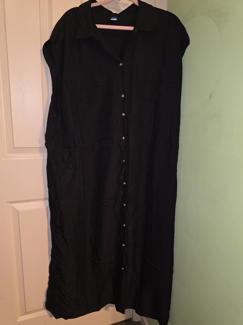 Old Navy Black Midi Button-Front Shirt Dress